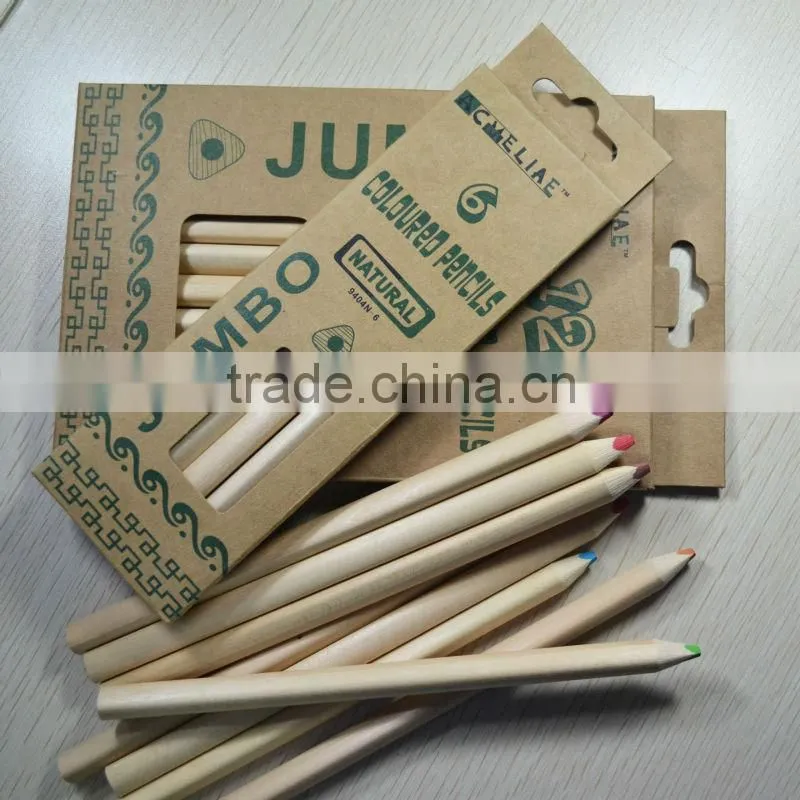 7" jumbo size triangular shape high quality 5.0mm color lead natural wood colored pencil