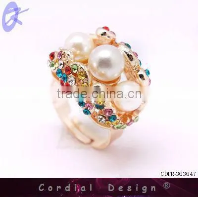 new hot sale wholesale fashion rhinestone pearl cheap ring