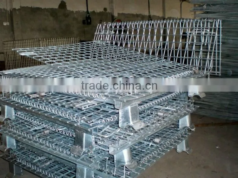folding galvanized heavy duty wire mesh container
