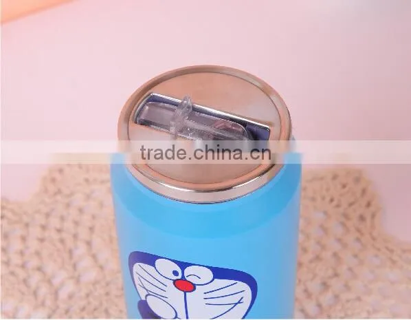 wholesale stainless steel vacuum flask zip-top bottle with straw
