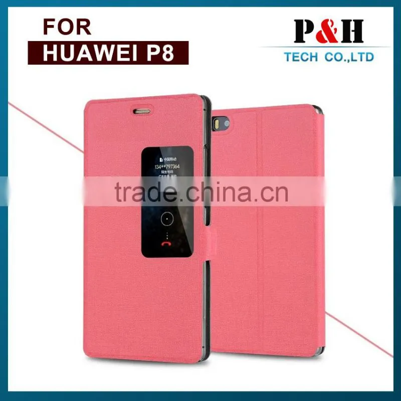 factory price for new goldsand series window filp case for huawei ascend p8