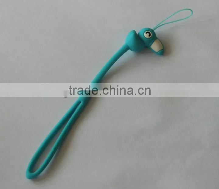 Fashion Big mouth Birds cartoon design Yellow color silicone cell phone straps manufacture