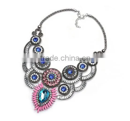 New Design Lady Bib Statement Multi Colours Crystal Luxury necklace Collar