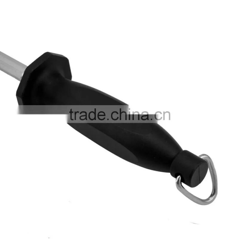 Hanging Storage 9 Inches PP Material Handle Black Color Sharpening Steel For Kitchen Knife