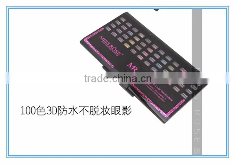 2015 hot sale 100 fashion color professional miss rose eyeshadow palette /miss rose make up kit with MSDS