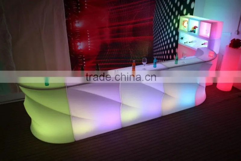 2016 new design cafe LED bar counter/LED light up bar table with remote control