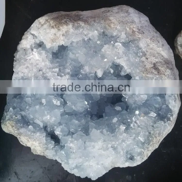 Natural blue calcite crystal geodes for wholesale