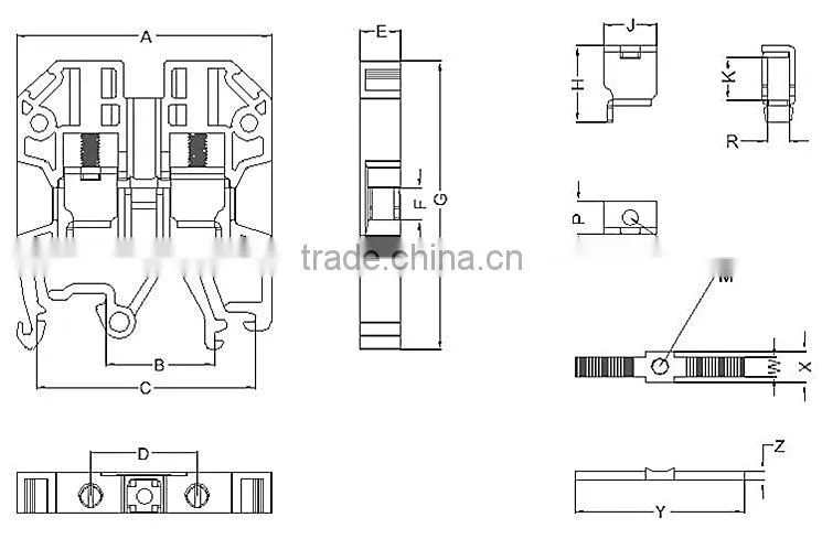 UK SAK Type 1.5-150mm Feed through electrical terminal block SAK4 Screw Din Rail