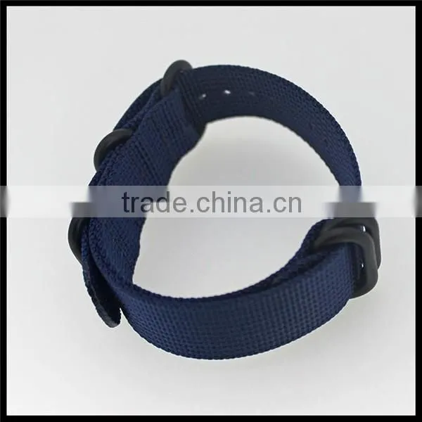 Nylon 1 piece woven zulu 5 rings buckle watch strap