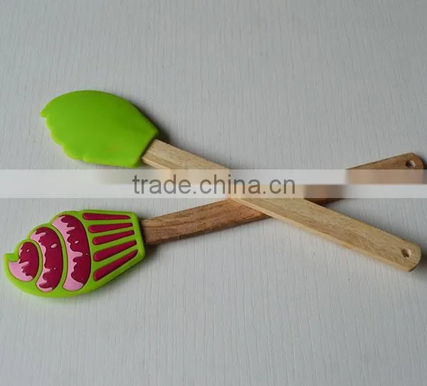Christmas Silicone Spatula Scraper With Bamboo Handle For Xmas