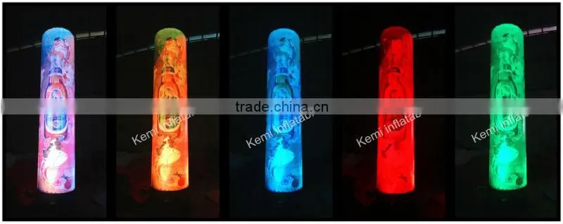 3m LED lighting Inflatable pillar with custom digital printing with rotatable base blower LED inflatable tube with rotate blower