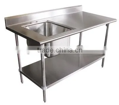 2-Tier Stainless Steel Table with Sink