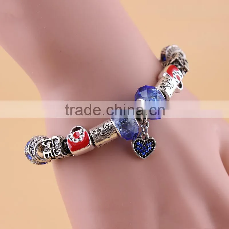 2015 hot selling new trendy colorful zinc alloy murano bead bracelet for sale
