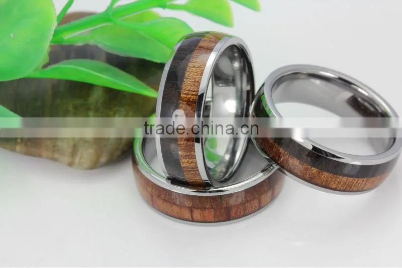 8mm wedding ring two-ton wood inlay titanium wood ring unique titanium ring