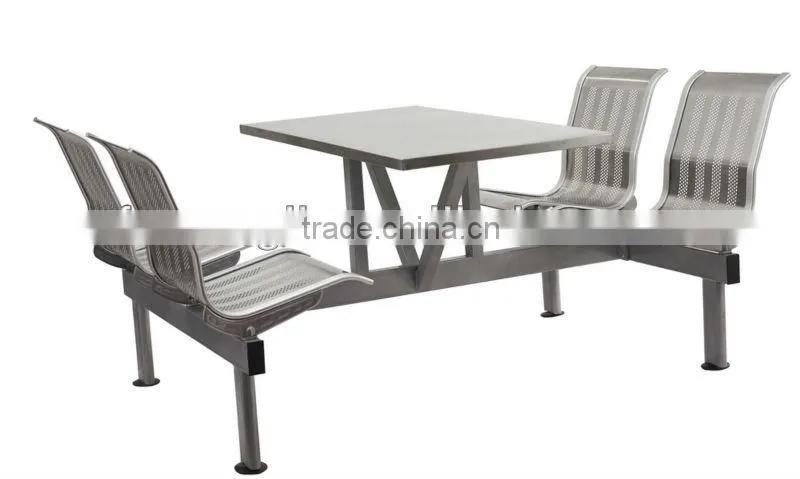 Stainless steel fast food resturant table and chair set