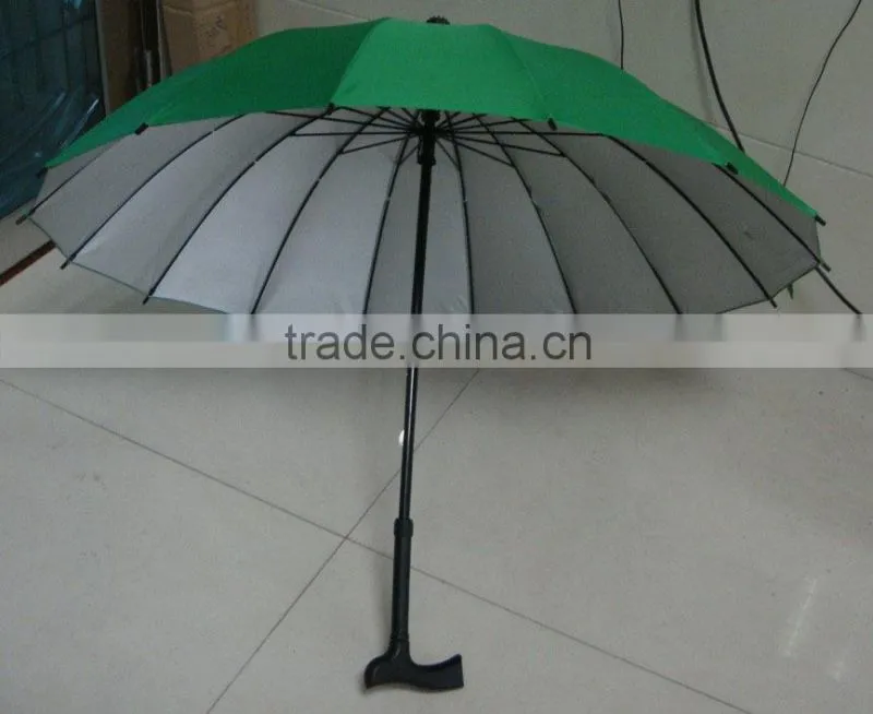 22"16k watermark printing umbrella,walking stick rain umbrella,crutch umbrella