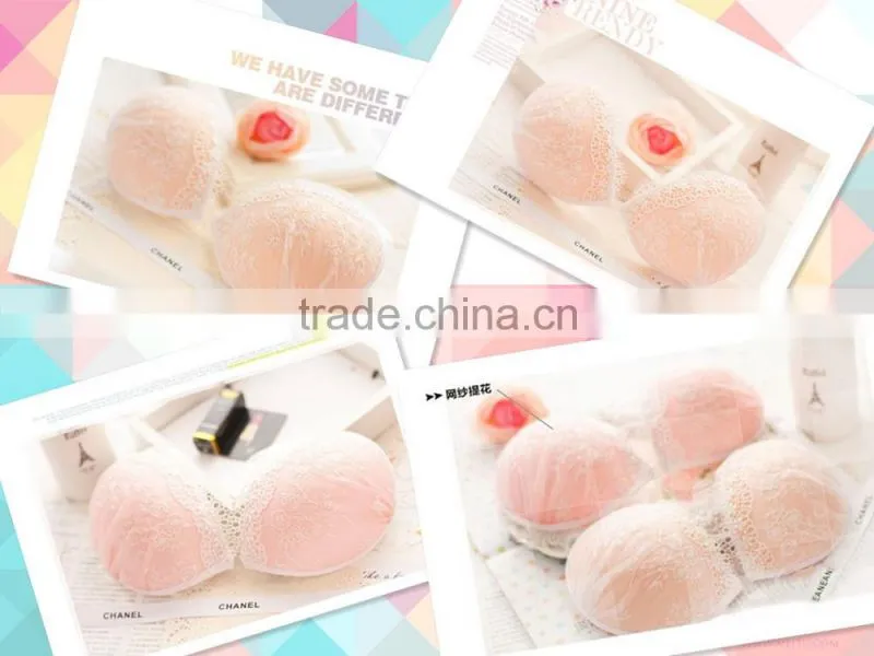 Female orange cute lace adhesive bra