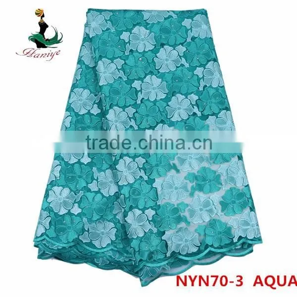 Haniye 2016 wholesale high quality tulle lace fabric 5 yards /french lace fabric /NYN70