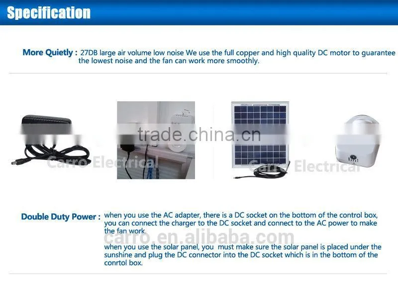 Solar 12v battery powered ceiling fan