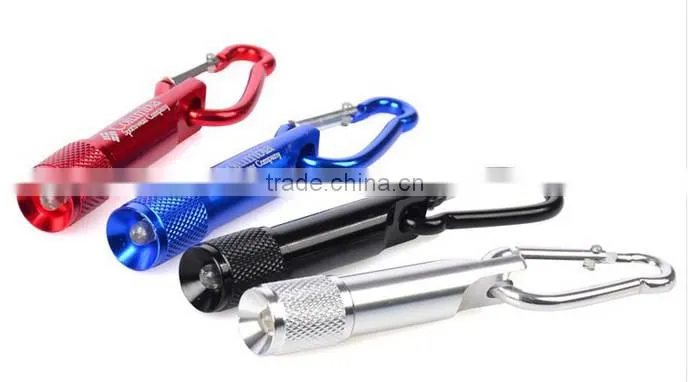1LED Rotate switch aluminum carabiner keychain flashlight custom plush keychain