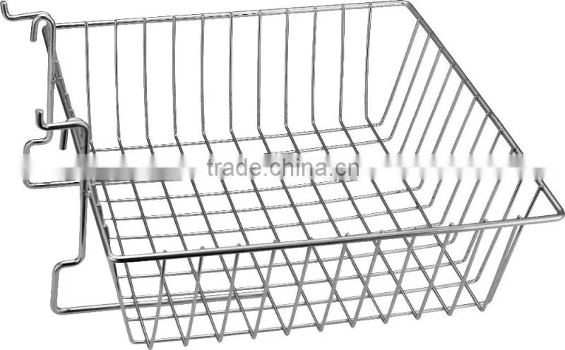 Iron material slatwall gridwall wire display basket