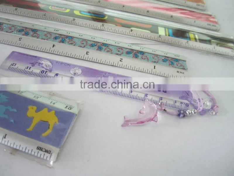 Plastic straight 15cm ruler multicolor ruler