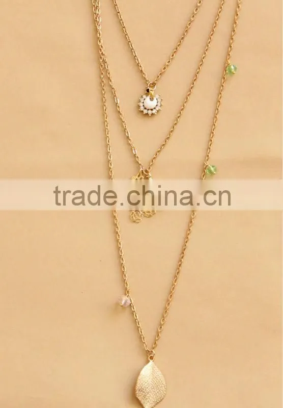 MYLOVE Fashion gold plated necklace cute butterfly leaf pendant long polo chain sweater necklace HOT MLSC-17