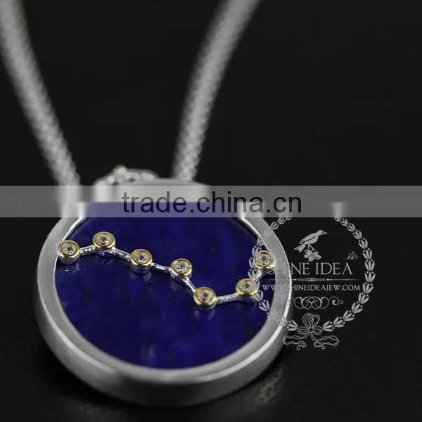 925 sterling silver round bule the Big Dipper pendant charm fashion women necklece jewelry 6360484