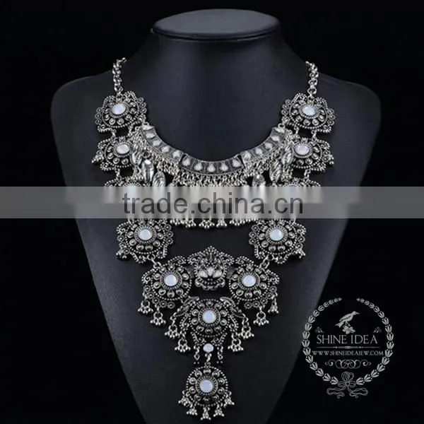 high quality vintage rhinestone chunky statement necklace tin alloy fashion women pendant necklace 6390066