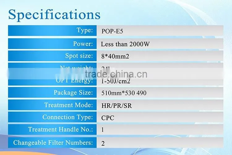 opt hair removal machine china one headpiece POP-E5 portable OPT IPL beauty systems from POP IPL