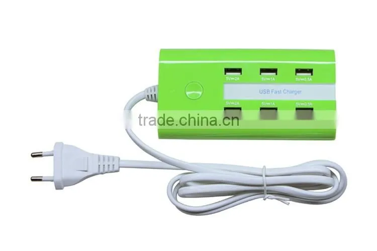 6 Port USB Desktop Rapid Charger. Multiport USB Travel Charger, Multi USB 6 Port Charger Desktop Rapid