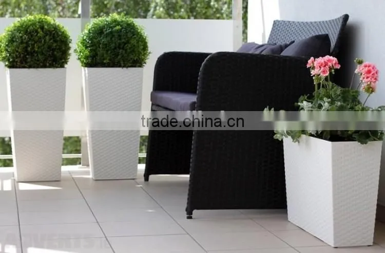 Wholesale elegant white resin wicker decorative indoor plant pots