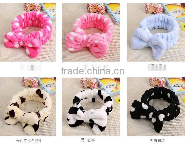 N183 new products headband cute bowknot headband in coral velvet