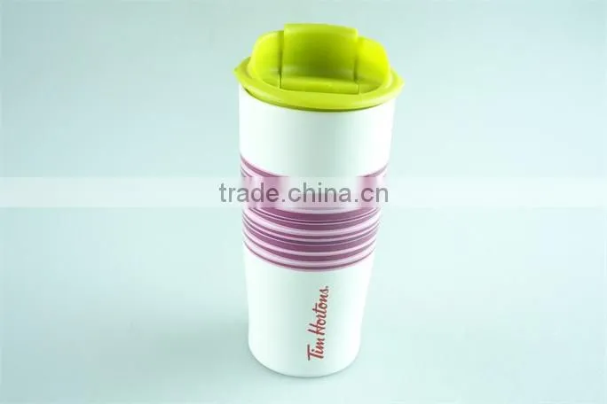Ceramic coffee mug without handle with silicone lid / band, tall ceramic mugs