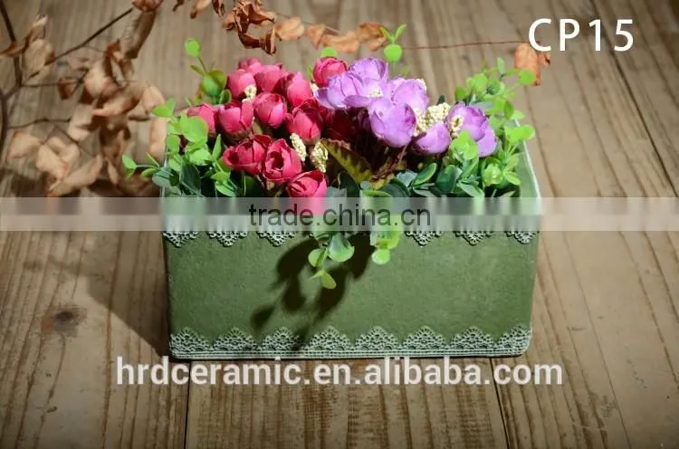 Square decal cement finished decoration flowerpots