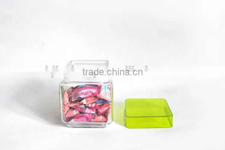 3sizes plastic lid,mini square glass candy jars
