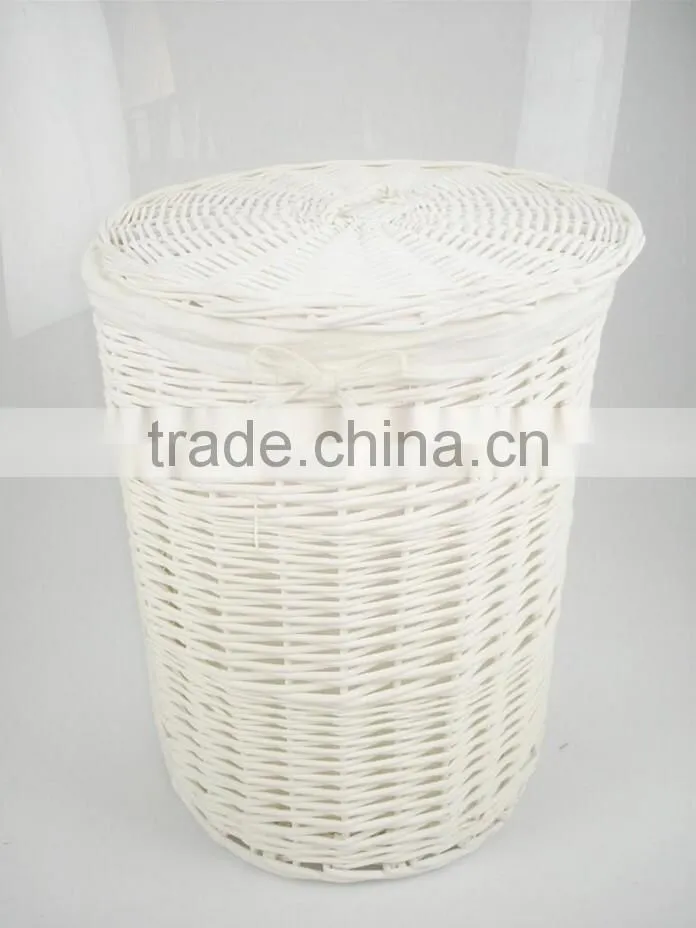willow weave white wicker laundry basket