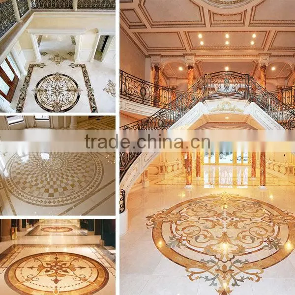 Flower design Mixed color White Gray marble waterjet tile