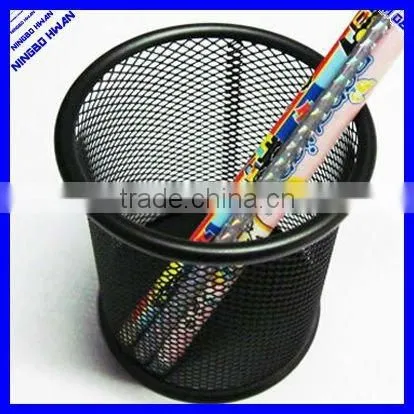 Quality round black metal mesh paper clip holder