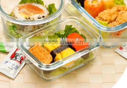 Round Glass Food Container with Lock Lid Glass Bowl