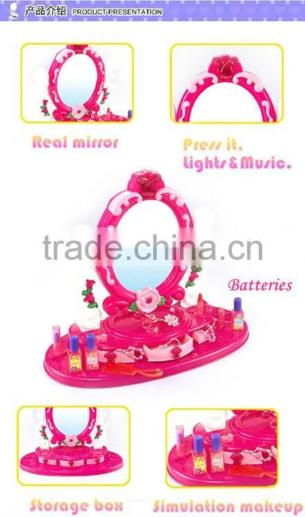 2014 children play toy entertainment Dressing Table models set toy with Music&Light play toy entertainment