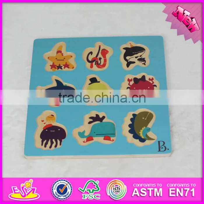 2017 New design children matching toy wooden knob puzzle W14M117