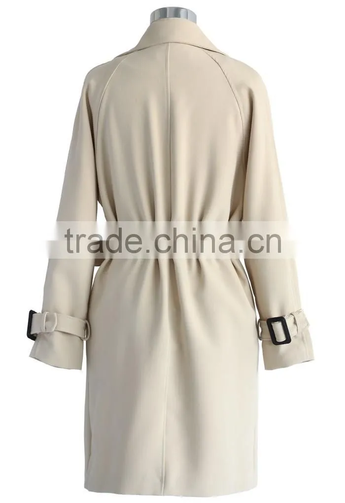 Beige /Grey/Indigo blue color Open front design Full lined long jacket,beautiful women Belted Textured Trench jacket Coat
