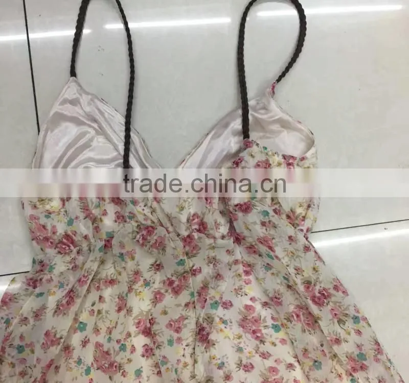 Women flower printed fancy chiffon dress stocklots