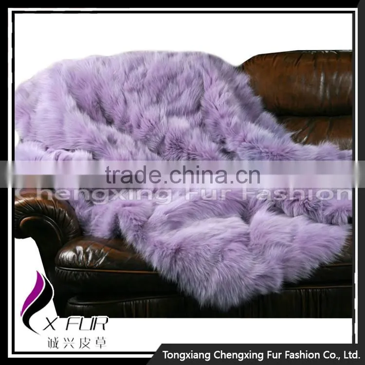 CX-D-123 Patchwork Hand Made Fashion Winter Genuine Fox Fur Carpet Rug