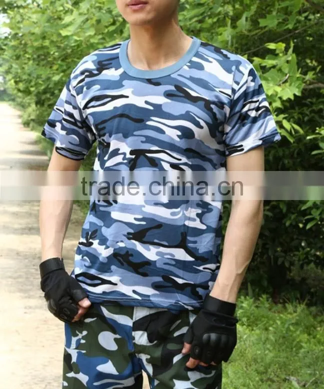 Wholesale Military Olive Green O Neck Army Used Camouflage T Shirt