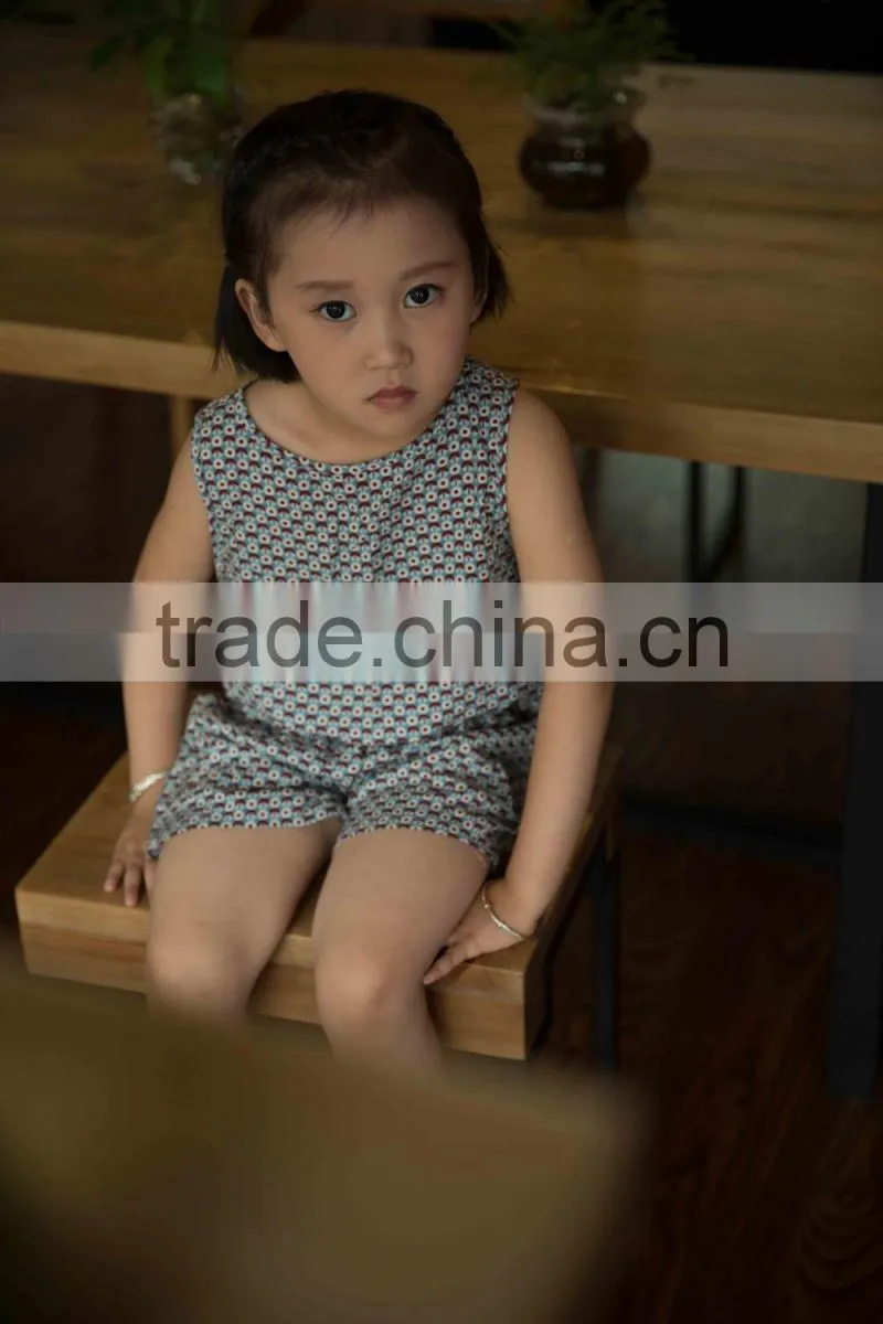 new fashion girl sleeveless set chifon blouse set for baby girl printed flower dress jumpsuit