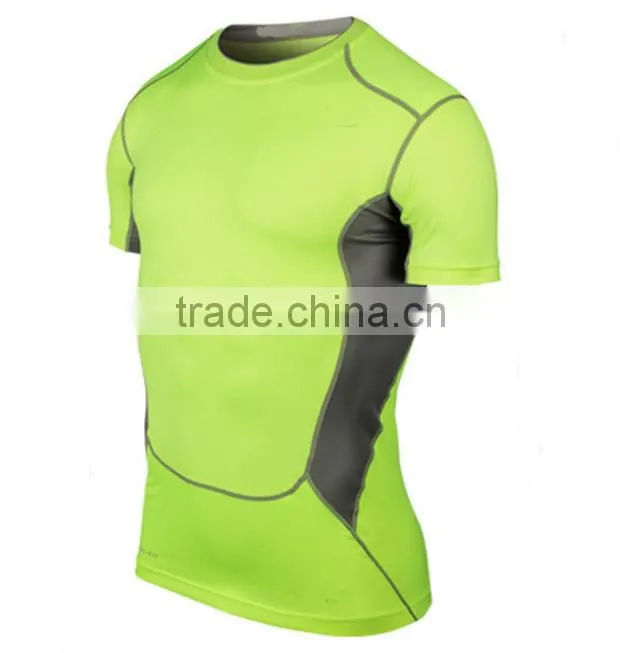 2017 New Fashion Desgin Plain Color 88%Polyester 12%Spandex Breathable Stretch Tank top T-shirt Sport Men T shirt