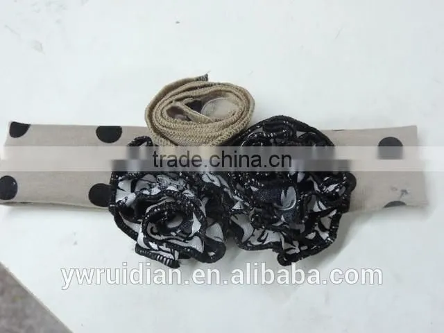 4th of July flower hairband polka dot boutique elastic headband baby girl cotton hairwear wholesale