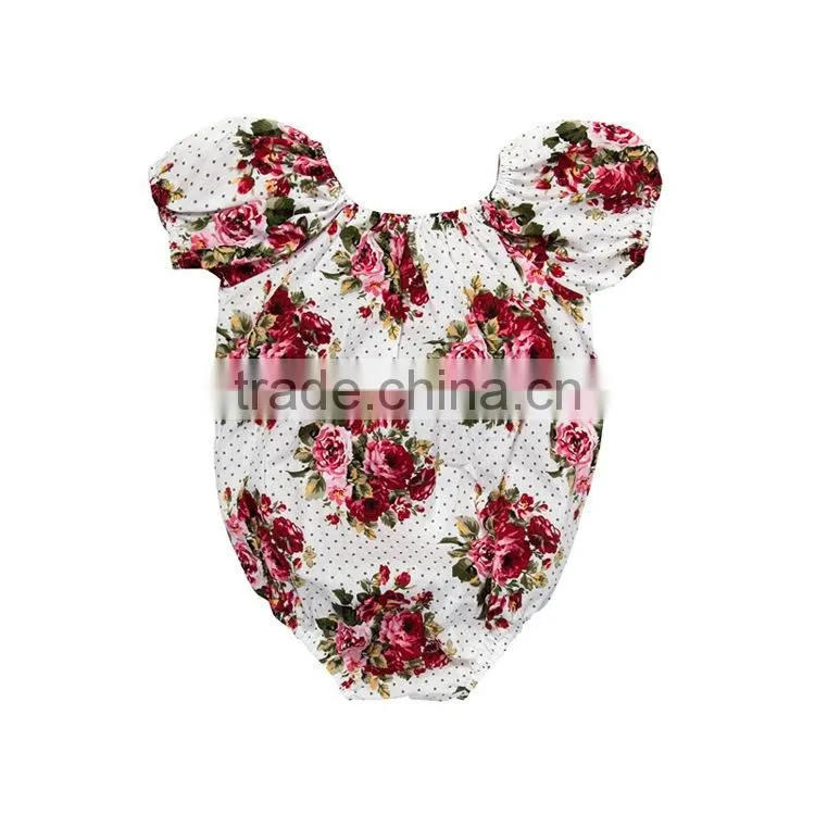 2017 Floral Printed Infant Jumpsuit 100% Cotton Fluffy Sleeve Baby Romper